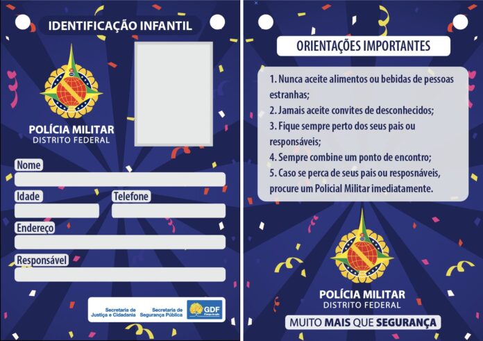 identificação infantil PMDF Carnaval 2023 identificação infantil PMDF Carnaval 2023
