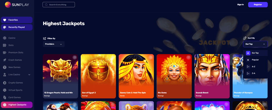 Jackpot Sunplay Casino