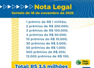 Atenção ao razo para participar do sorteio do Nota Legal
