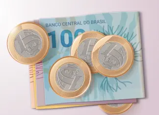 Focus reduz IPCA 2026 para 3,97% e mantém PIB em 1,8% Cédulas e moedas de Reai.