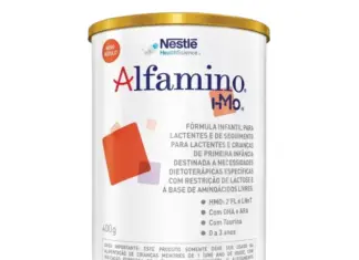 Anvisa suspende 10 lotes de Alfamino 400g da Nestlé Alfamino lotes: lata da fórmula infantil 400g com destaque para identificação do lote após suspensão e recolhimento pela Anvisa