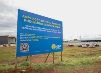 Ibaneis autoriza ampliar rodoviária do BRT Sul em Santa Maria Placa de aviso