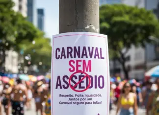 Campanha no DF reforça denúncia de assédio no Carnaval Cartaz informativo