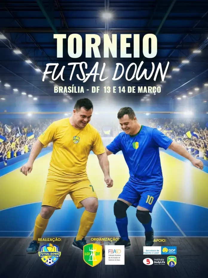 Futsal down DF em torneio no Complexo Esportivo do Cruzeiro com atletas reunidos em quadra