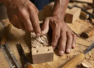 Curso gratuito de criação abre 20 vagas no DF Mãos esculpindo a madeira.