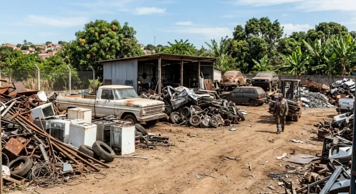 Ferro velho- Arte Fonte em Foco-AI ferro velho