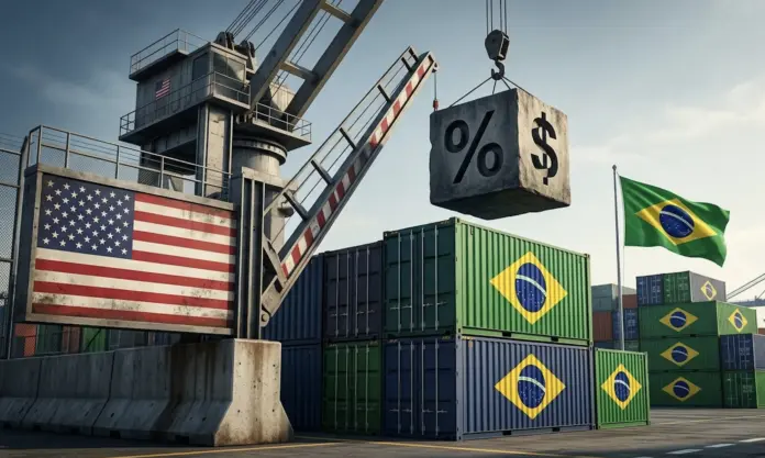 Tarifas USA Brasil- Arte Fonte em Foco-IA Tarifas USA Brasil