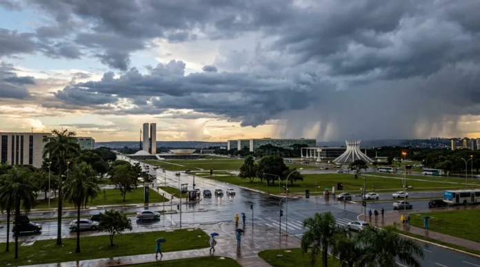 Chuvas em Brasília - Arte Fonte em Foco IA Chuvas em Brasília