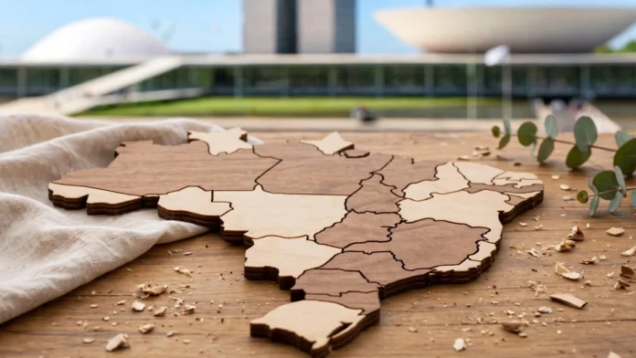 Mapa do Brasil dividido em estados - Arte Fonte em Foco IA Mapa representativo do Brasil dividido em estados